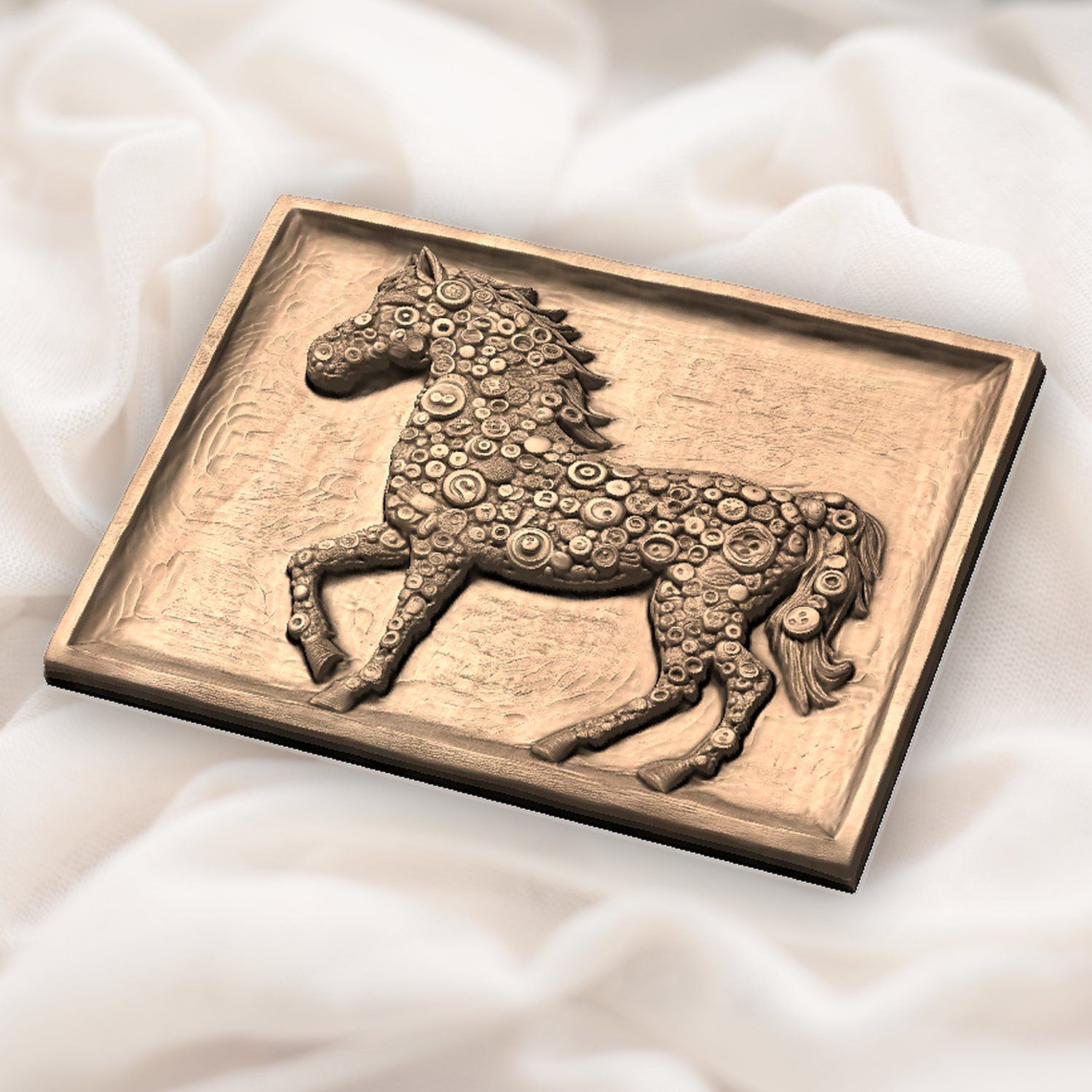 Ornate Button Pattern Horse CNC Relief STL bas-relief STL — view 5