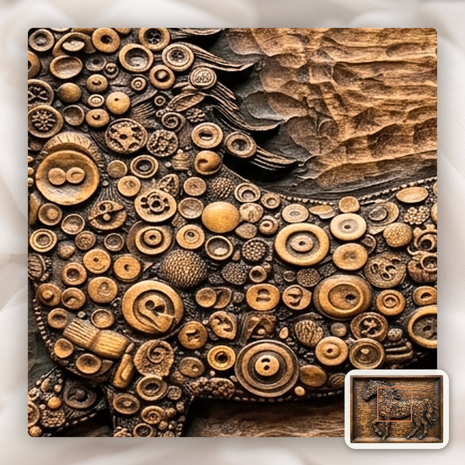 Ornate Button Pattern Horse CNC Relief STL bas-relief STL — view 10