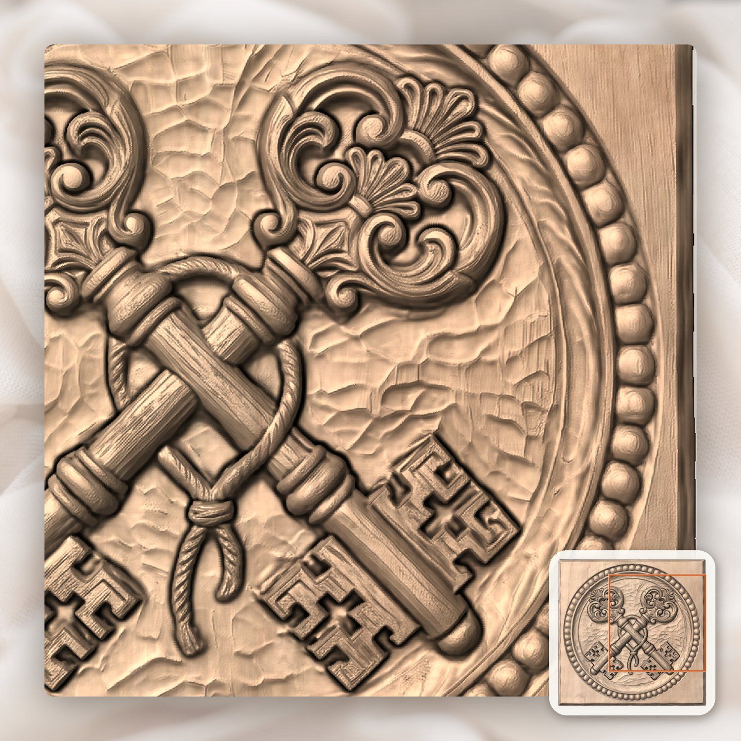 Ornate Crossed Skeleton Keys CNC Relief STL bas-relief STL — view 9