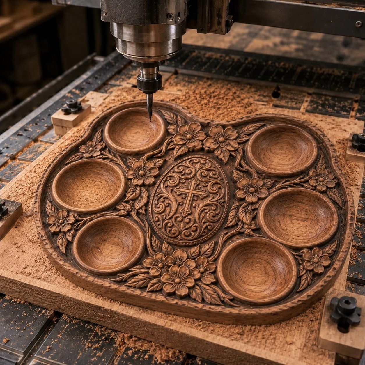 Ornate Easter Egg Tray Religious Cross CNC Relief STL bas-relief STL design