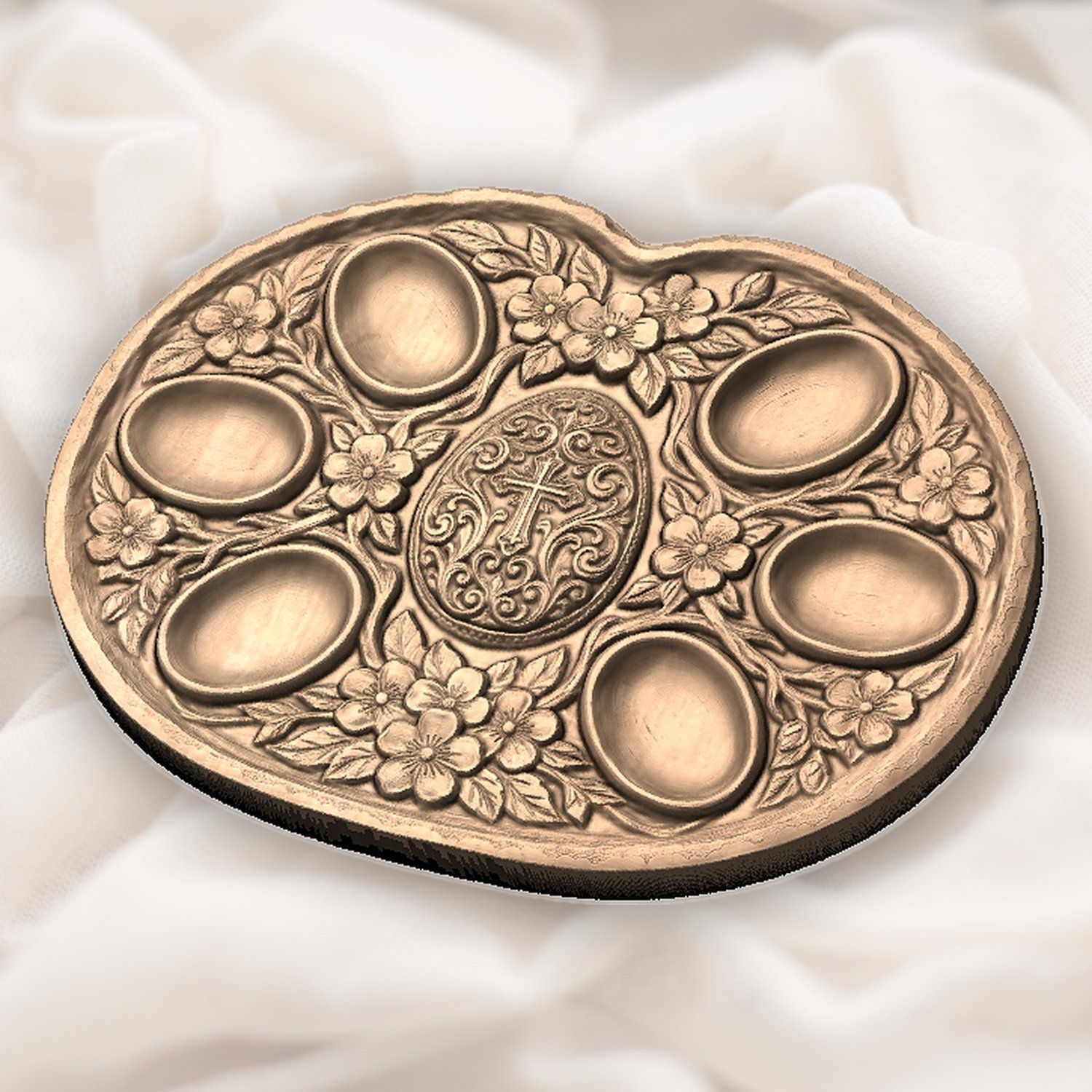 Ornate Easter Egg Tray Religious Cross CNC Relief STL bas-relief STL — view 5