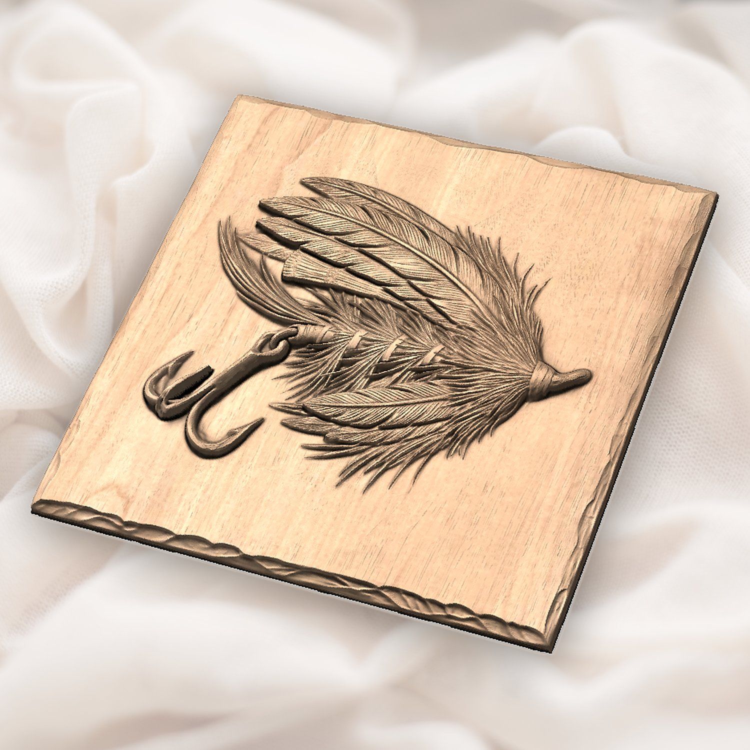 Ornate Feathered Fishing Lure CNC Relief STL bas-relief STL — view 5
