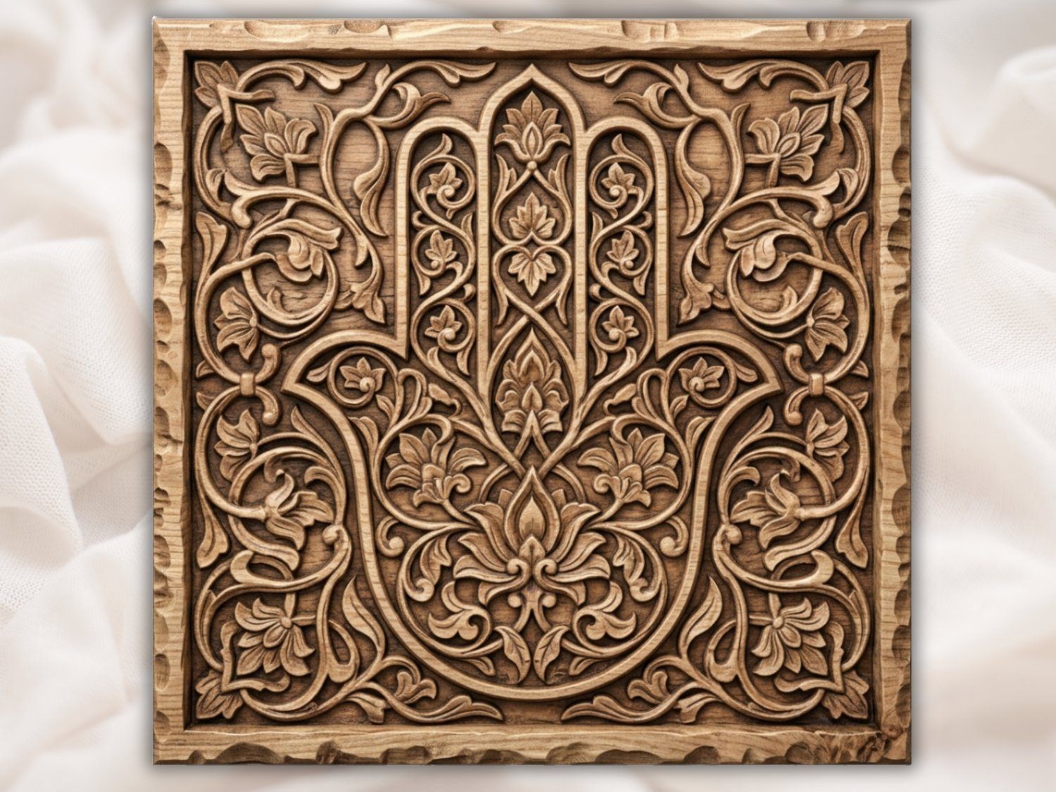 Ornate Hamsa Hand Protection Symbol CNC Relief STL bas-relief STL — view 2