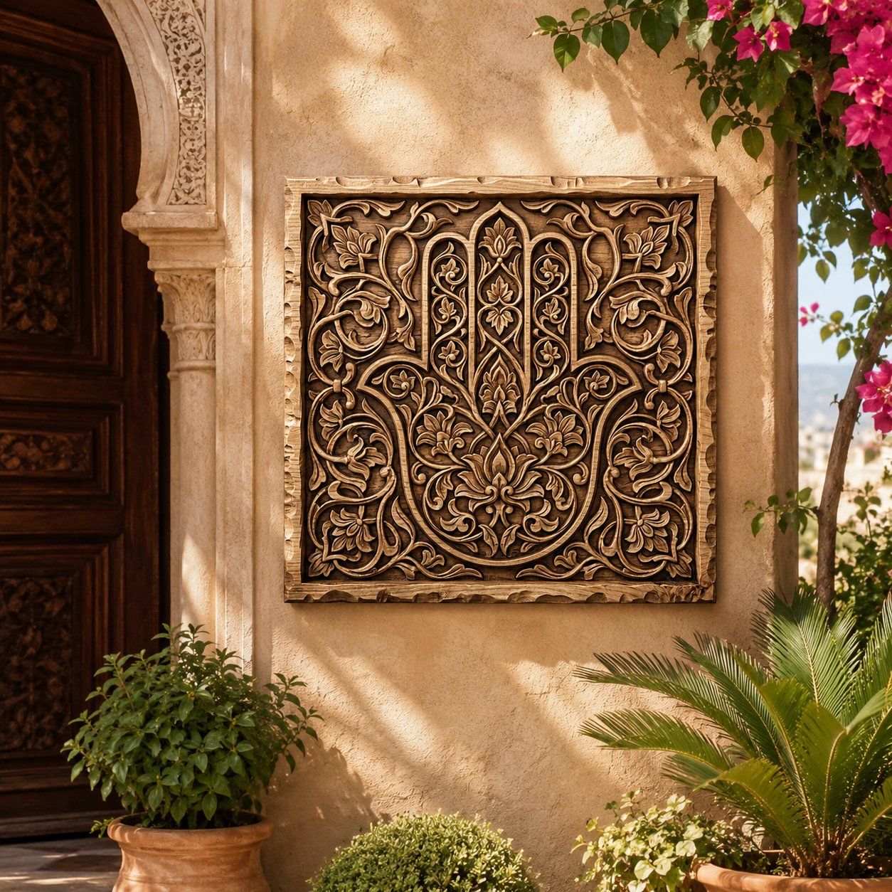 Ornate Hamsa Hand Protection Symbol CNC Relief STL bas-relief STL — view 8