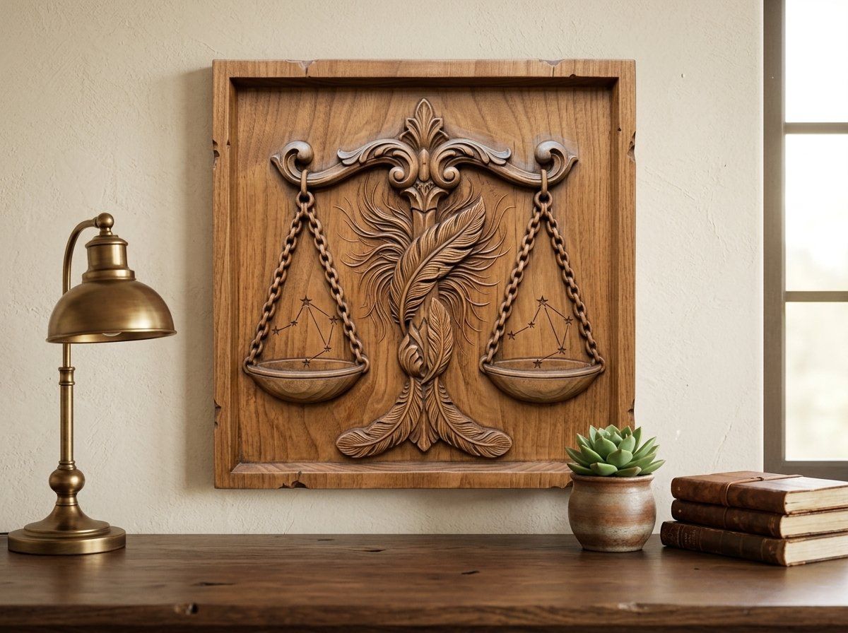 Ornate Libra Zodiac Celestial Scales CNC Relief STL bas-relief STL — view 13