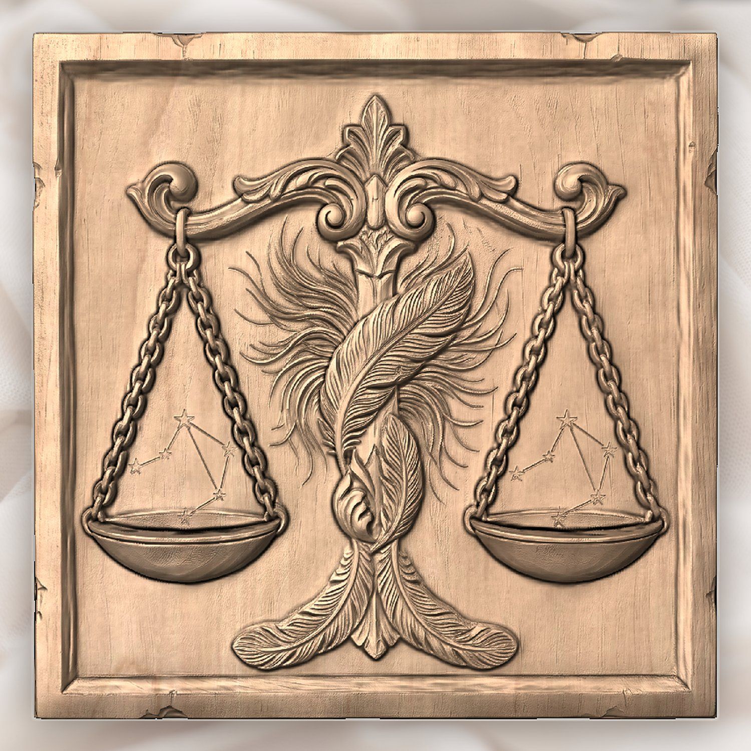 Ornate Libra Zodiac Celestial Scales CNC Relief STL bas-relief STL — view 4