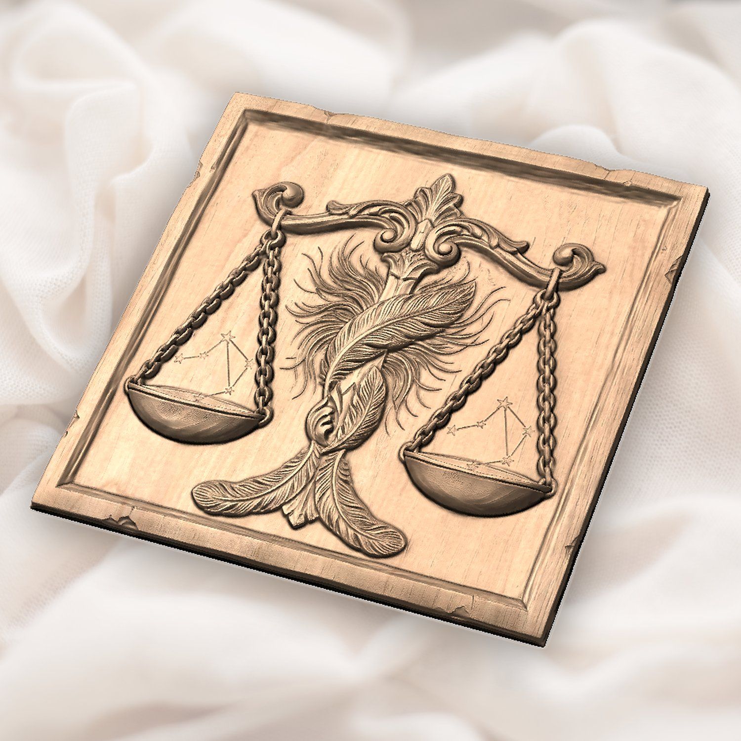 Ornate Libra Zodiac Celestial Scales CNC Relief STL bas-relief STL — view 5