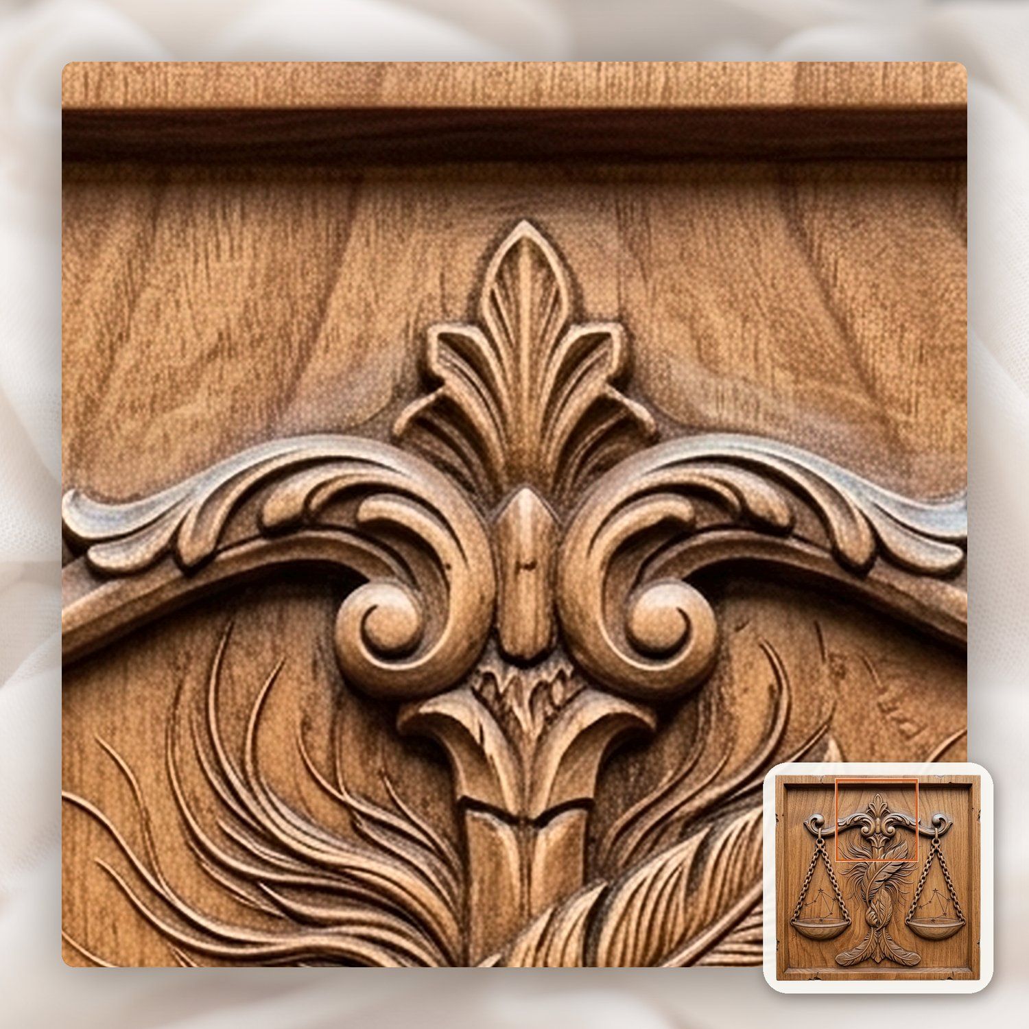 Ornate Libra Zodiac Celestial Scales CNC Relief STL bas-relief STL — view 11