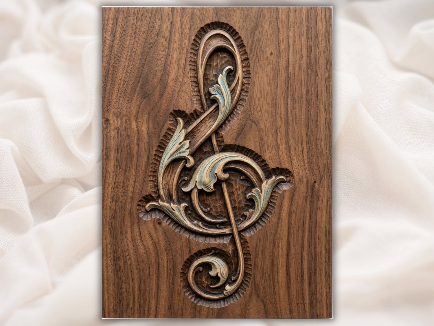Ornate Musical Treble Clef CNC Relief STL bas-relief STL — view 2