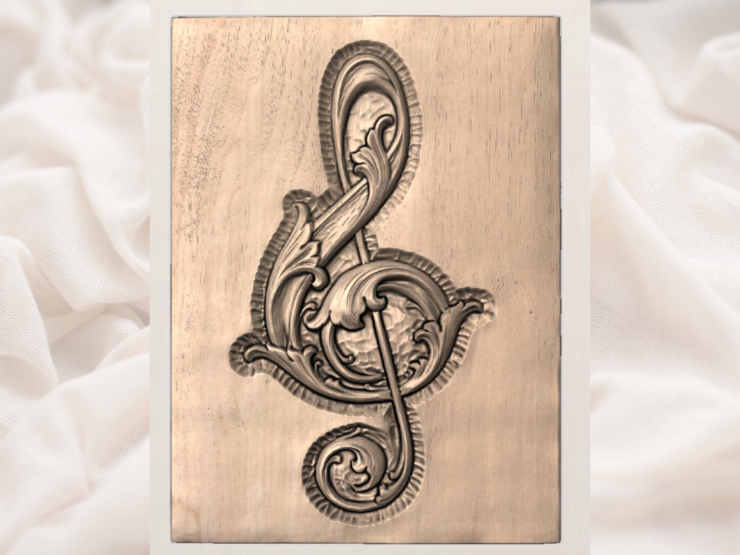 Ornate Musical Treble Clef CNC Relief STL bas-relief STL — view 3