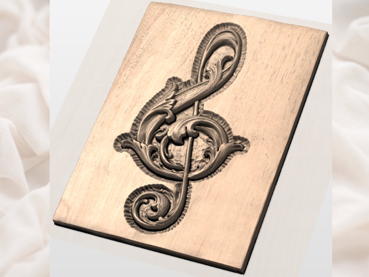 Ornate Musical Treble Clef CNC Relief STL bas-relief STL — view 4