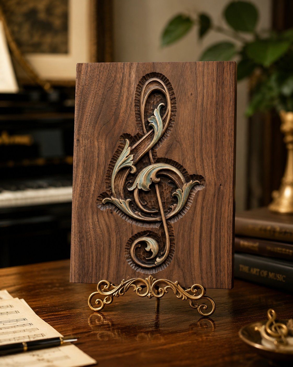 Ornate Musical Treble Clef CNC Relief STL bas-relief STL — view 7