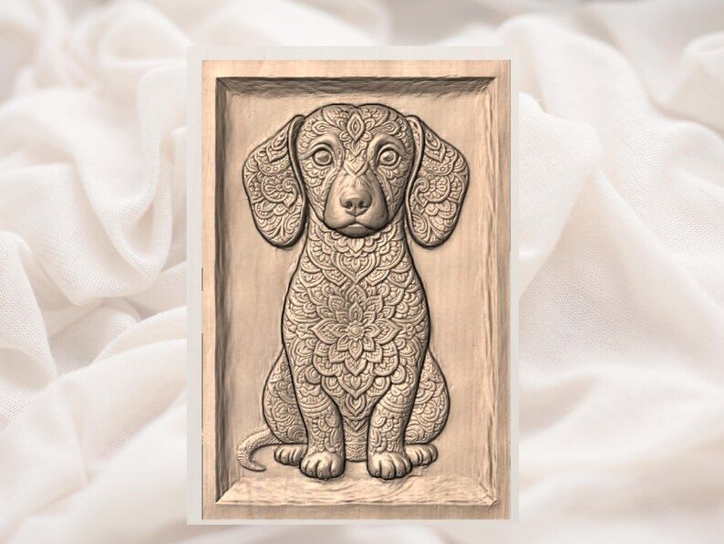 Mandala Dachshund Puppy Bas-Relief STL for CNC Carving bas-relief STL — view 2