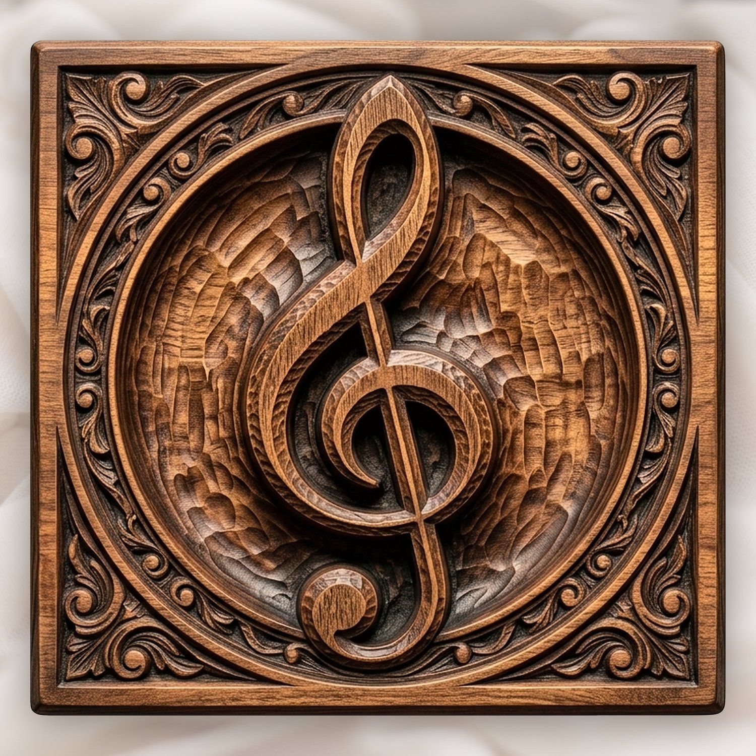 Ornate Treble Clef Music Decor CNC Relief STL bas-relief STL design