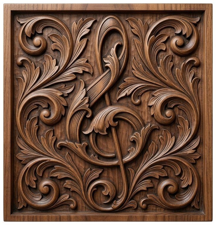 Ornate Treble Clef Music Note CNC Relief STL bas-relief STL design