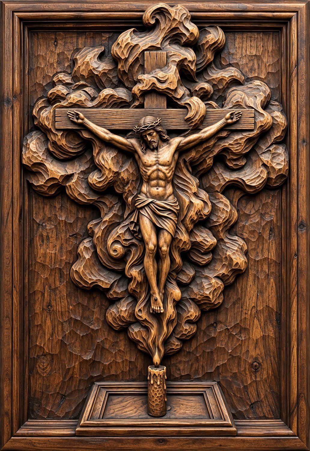 Ornate Walnut Crucifix Jesus Cross CNC Relief STL bas-relief STL — view 13