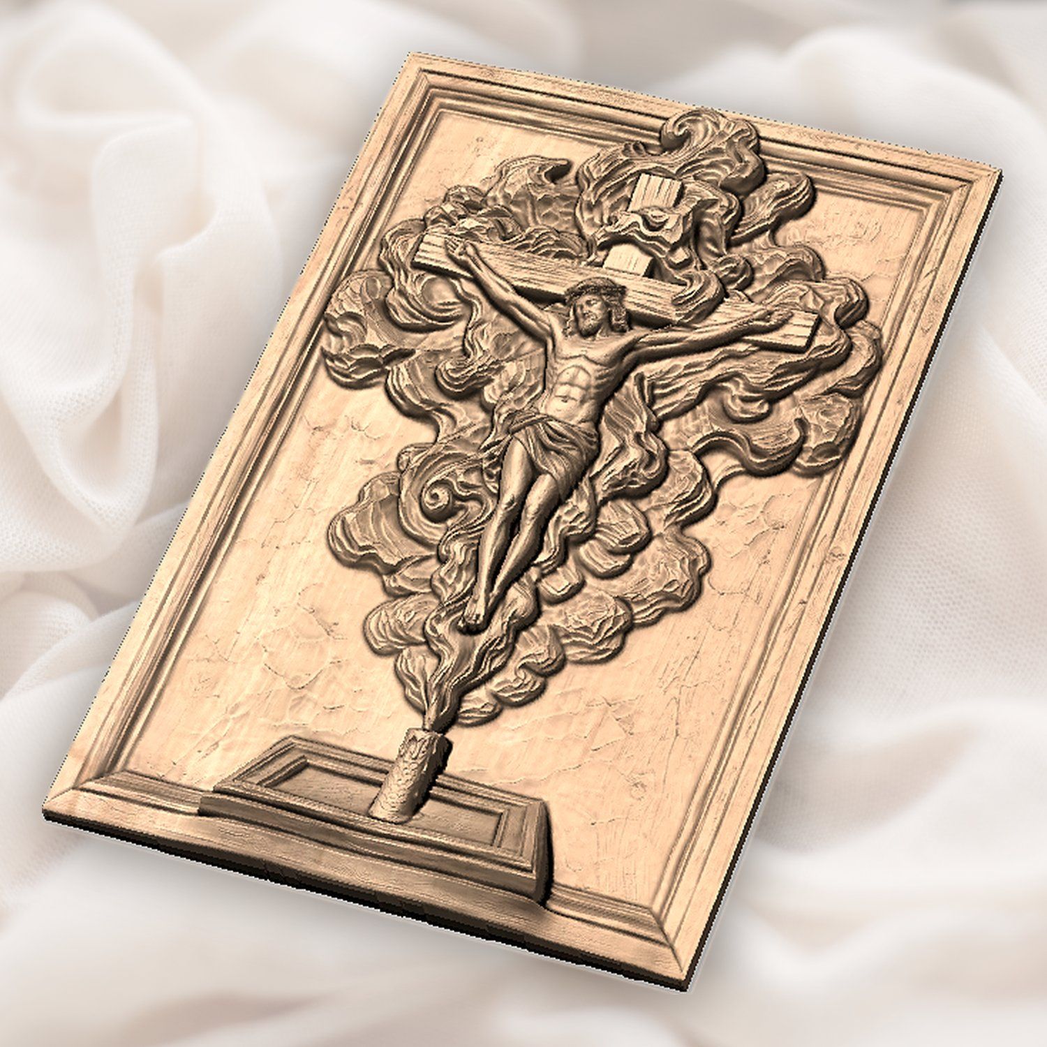 Ornate Walnut Crucifix Jesus Cross CNC Relief STL bas-relief STL — view 5