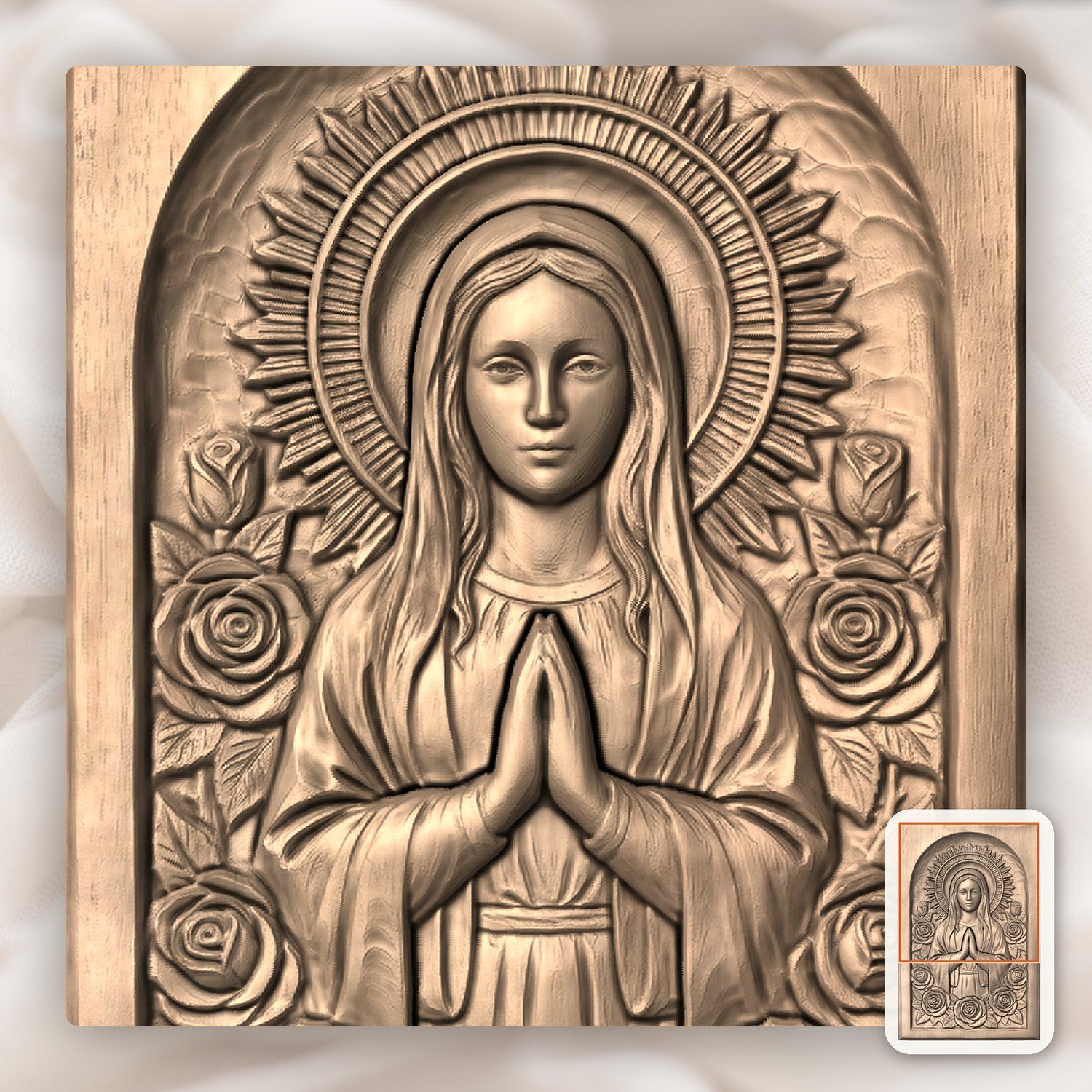 Our Lady of Guadalupe CNC Relief STL bas-relief STL — view 7