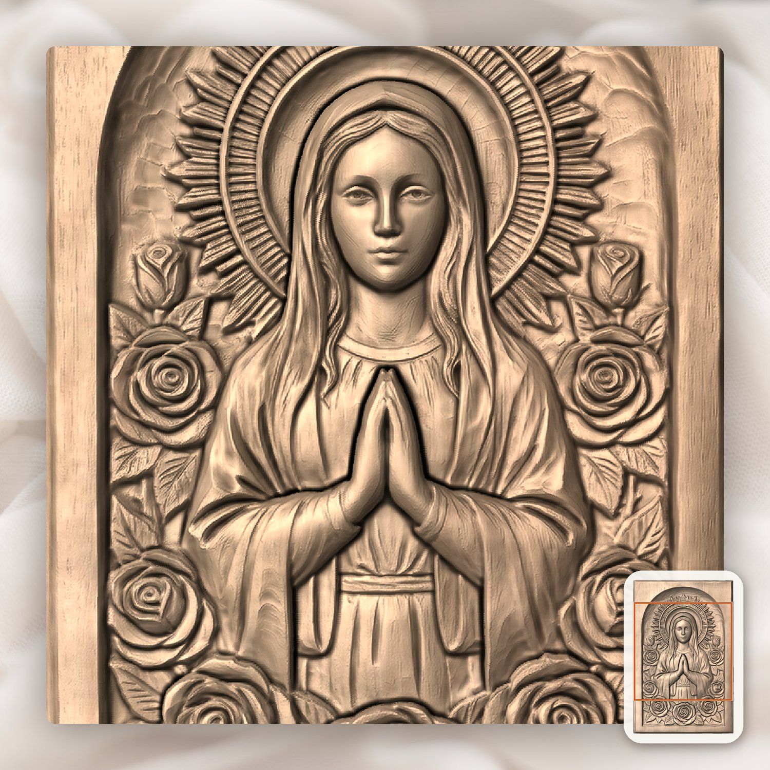Our Lady of Guadalupe CNC Relief STL bas-relief STL — view 8