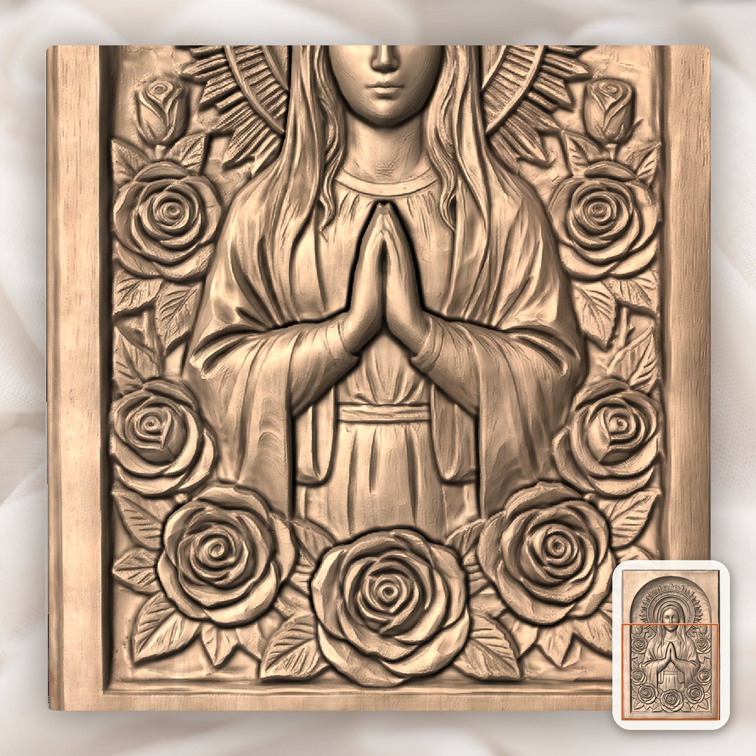 Our Lady of Guadalupe CNC Relief STL bas-relief STL — view 9