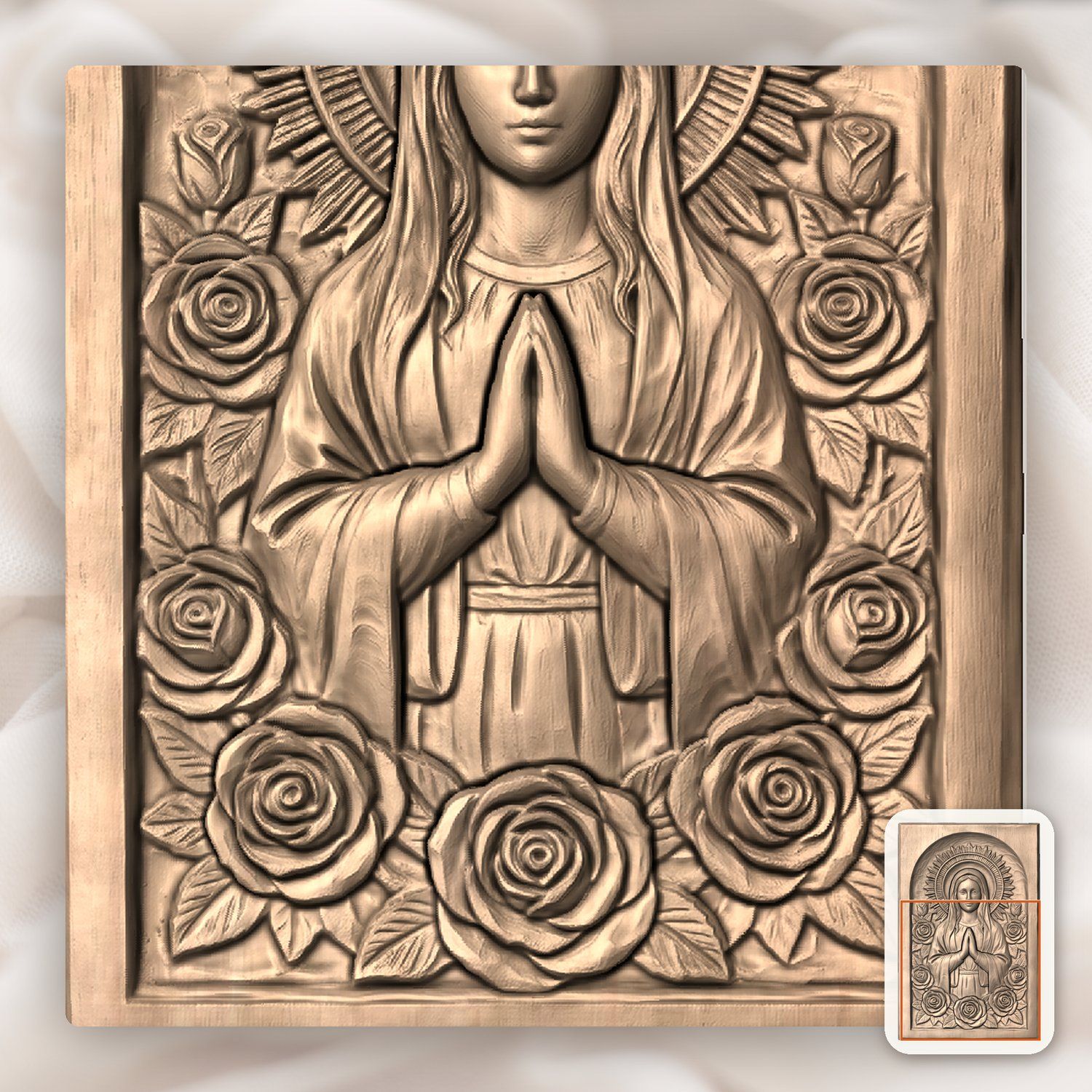 Our Lady of Guadalupe CNC Relief STL bas-relief STL — view 10