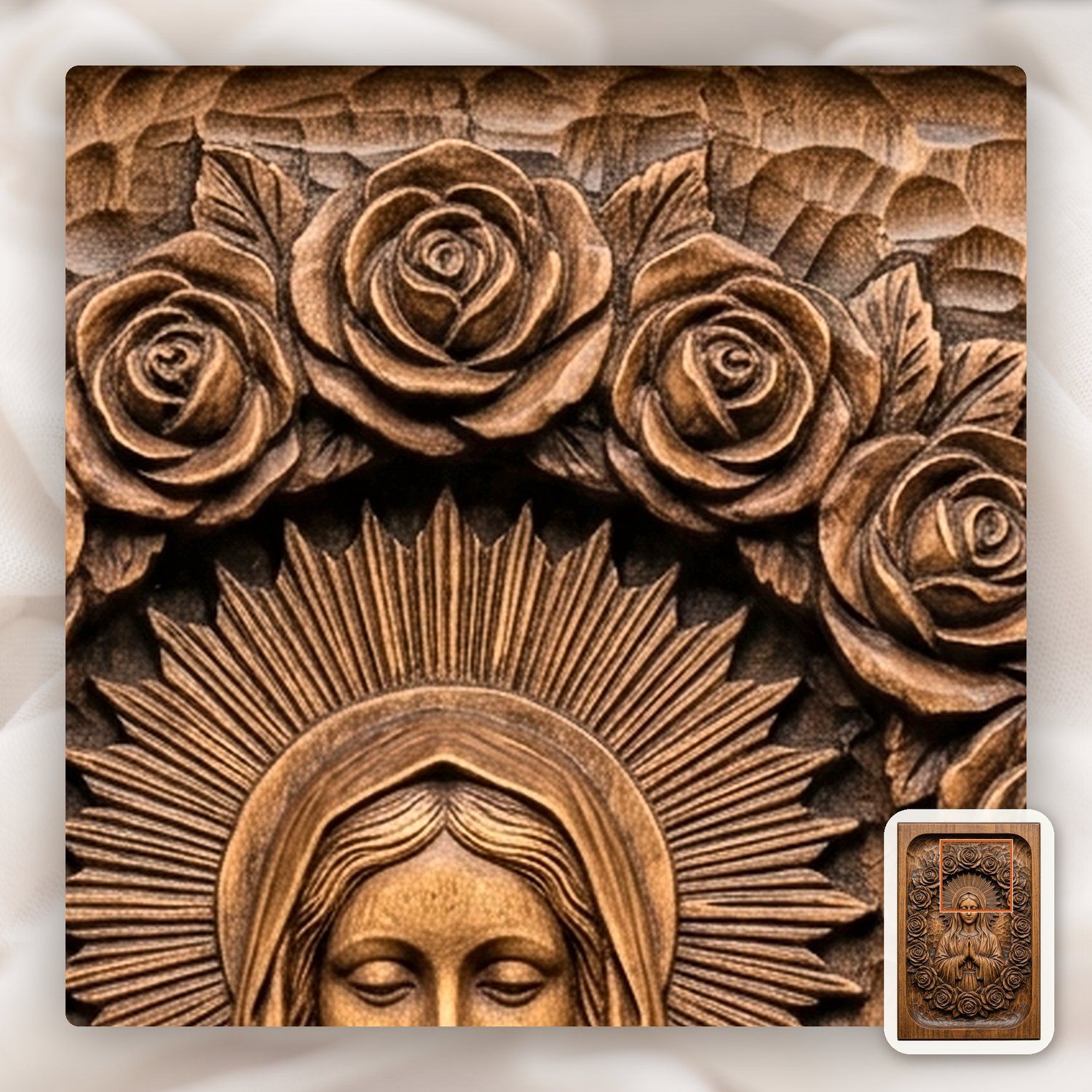 Our Lady of Guadalupe CNC Relief STL bas-relief STL — view 12