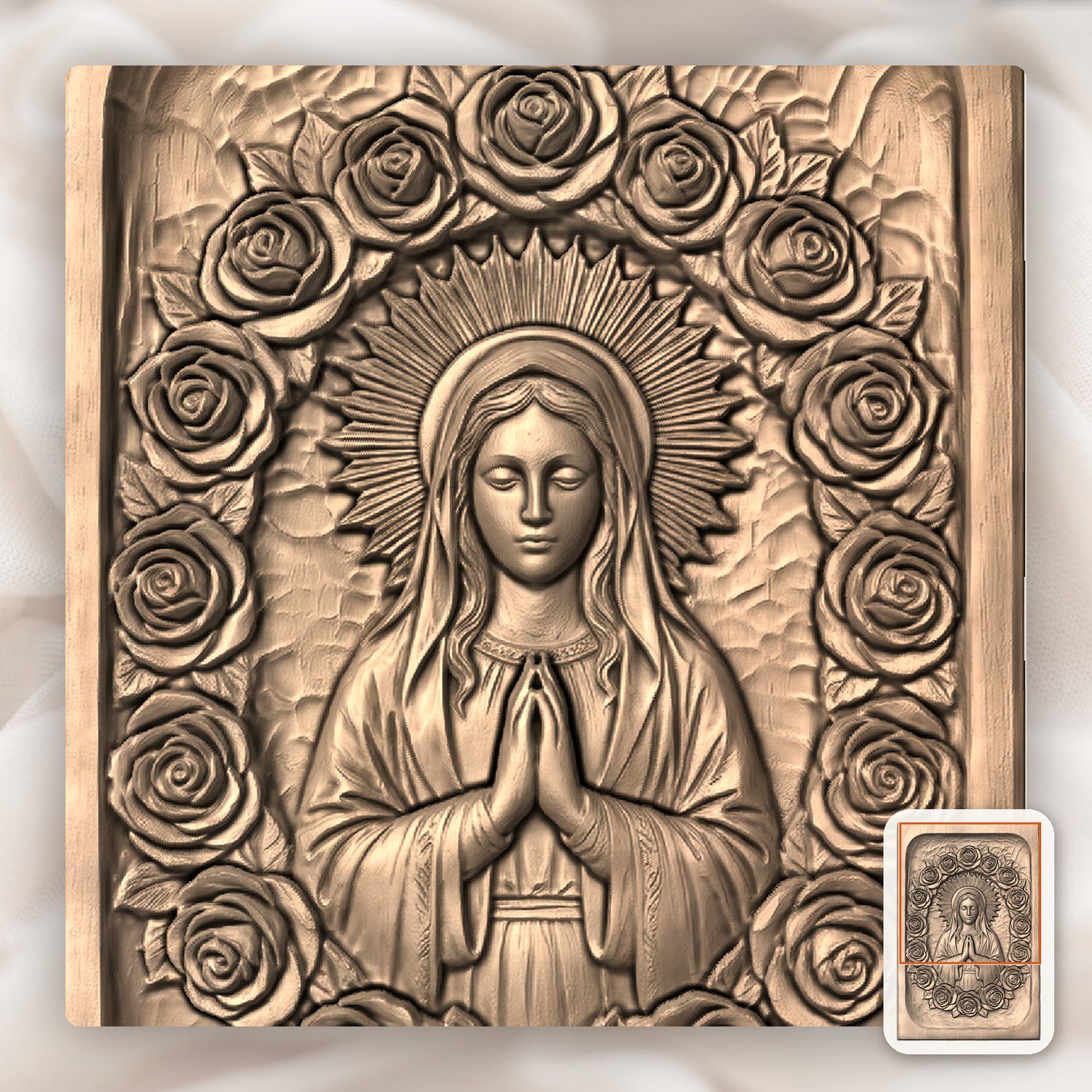 Our Lady of Guadalupe CNC Relief STL bas-relief STL — view 7