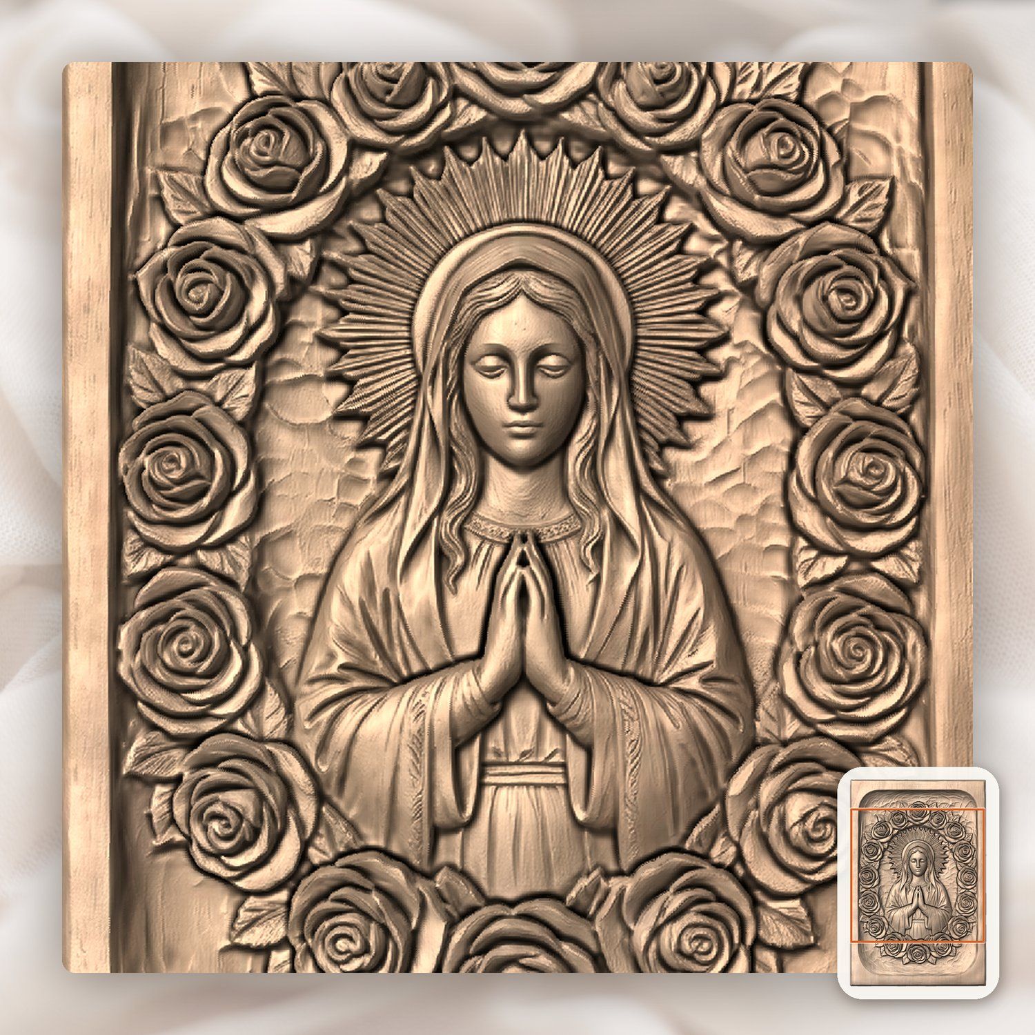 Our Lady of Guadalupe CNC Relief STL bas-relief STL — view 8