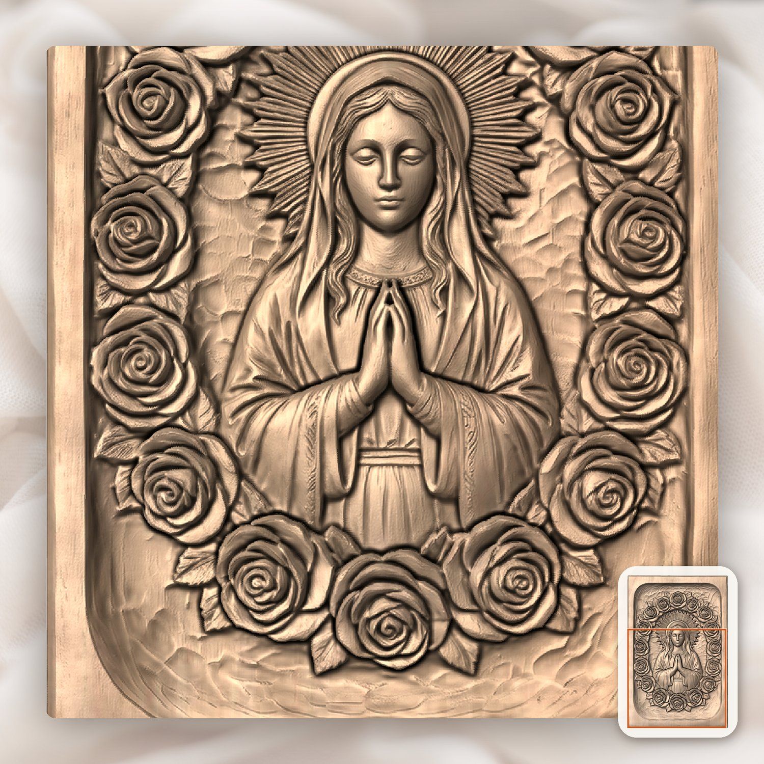 Our Lady of Guadalupe CNC Relief STL bas-relief STL — view 9