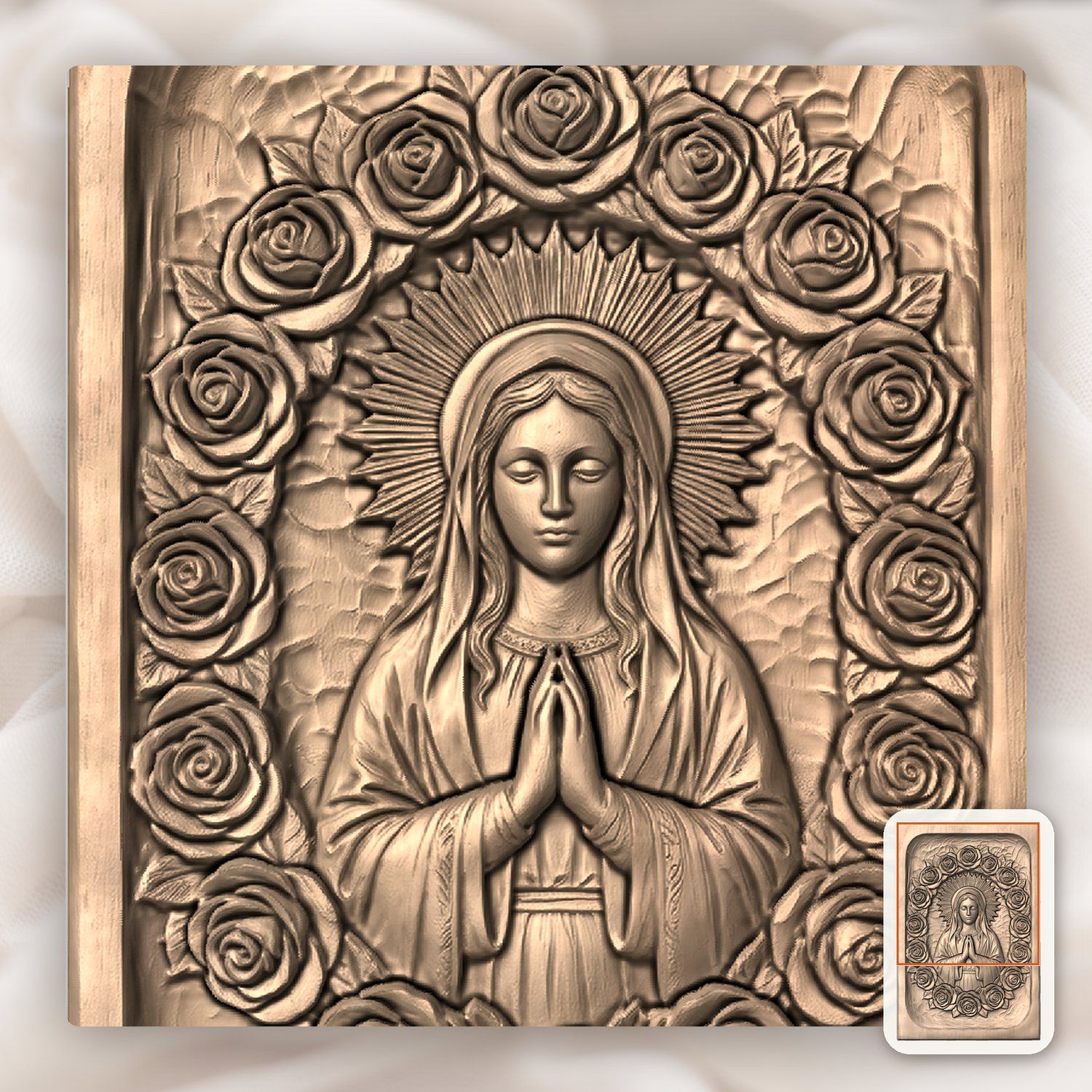 Our Lady of Guadalupe CNC Relief STL bas-relief STL — view 10