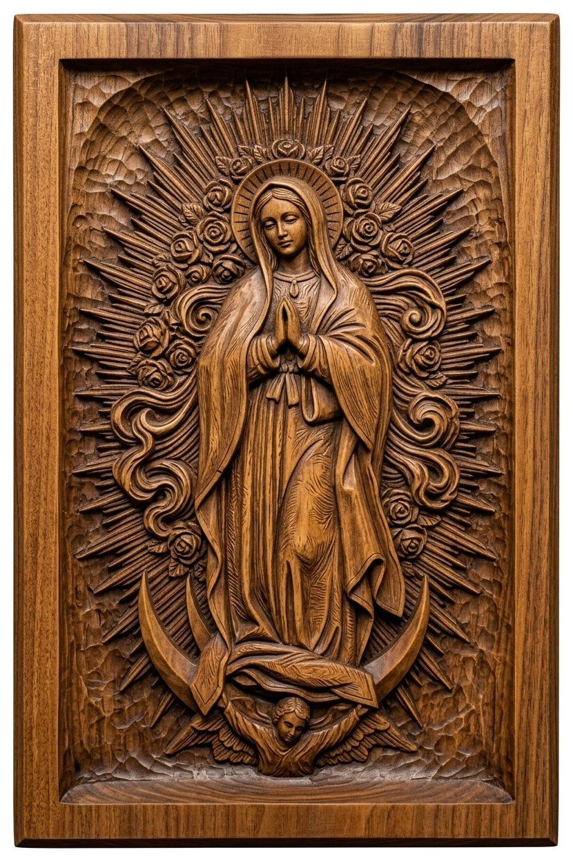 Our Lady of Guadalupe Virgin Mary CNC Relief STL bas-relief STL — view 12