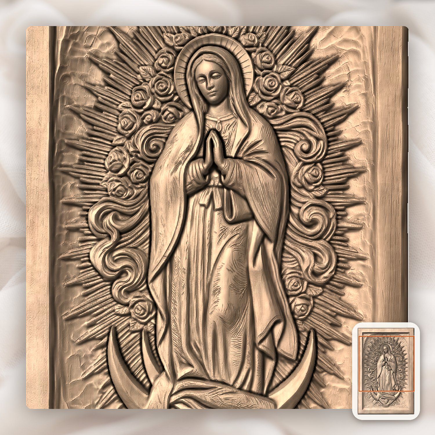 Our Lady of Guadalupe Virgin Mary CNC Relief STL bas-relief STL — view 6