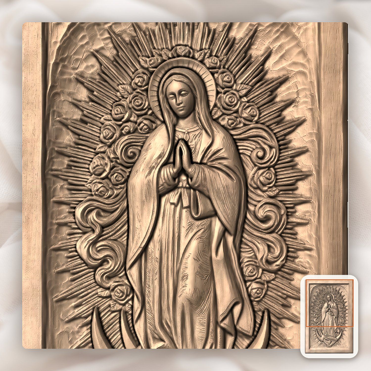 Our Lady of Guadalupe Virgin Mary CNC Relief STL bas-relief STL — view 7