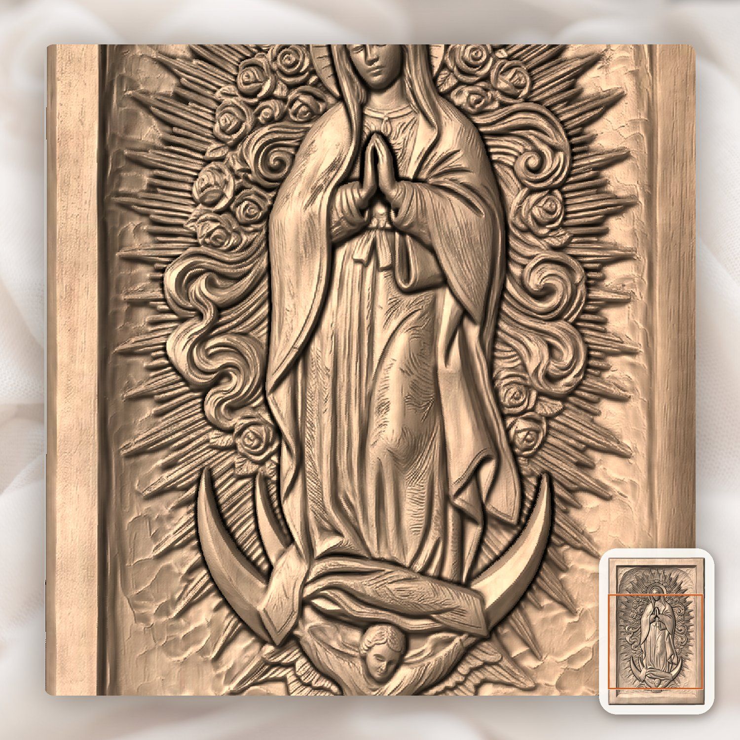 Our Lady of Guadalupe Virgin Mary CNC Relief STL bas-relief STL — view 8
