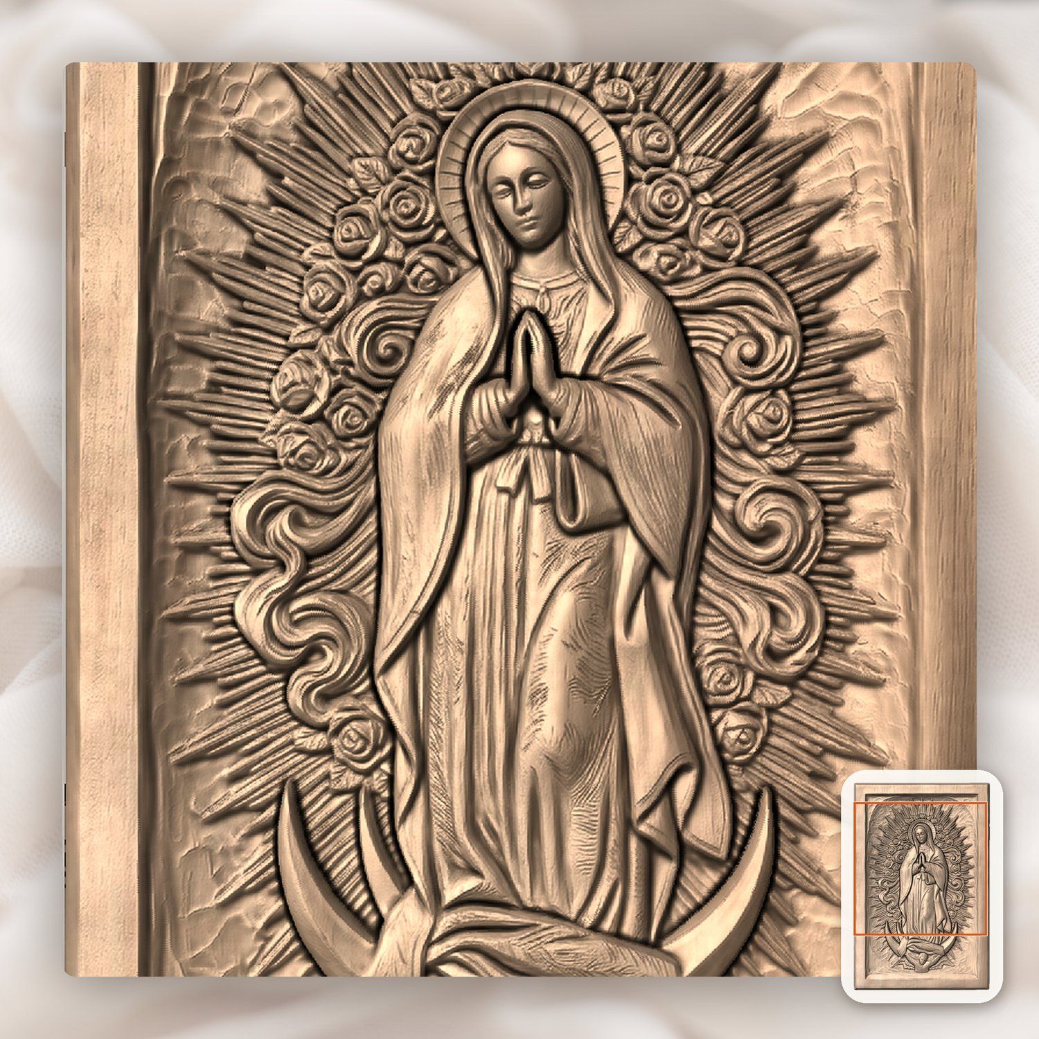 Our Lady of Guadalupe Virgin Mary CNC Relief STL bas-relief STL — view 9
