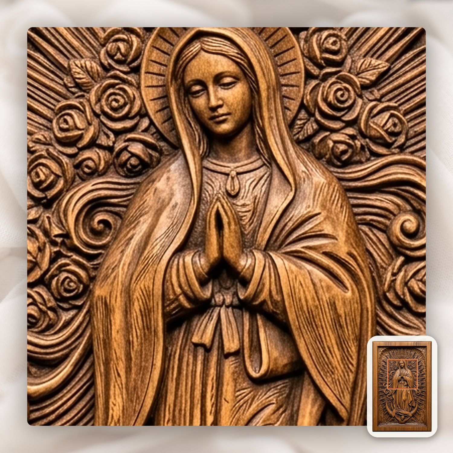 Our Lady of Guadalupe Virgin Mary CNC Relief STL bas-relief STL — view 10