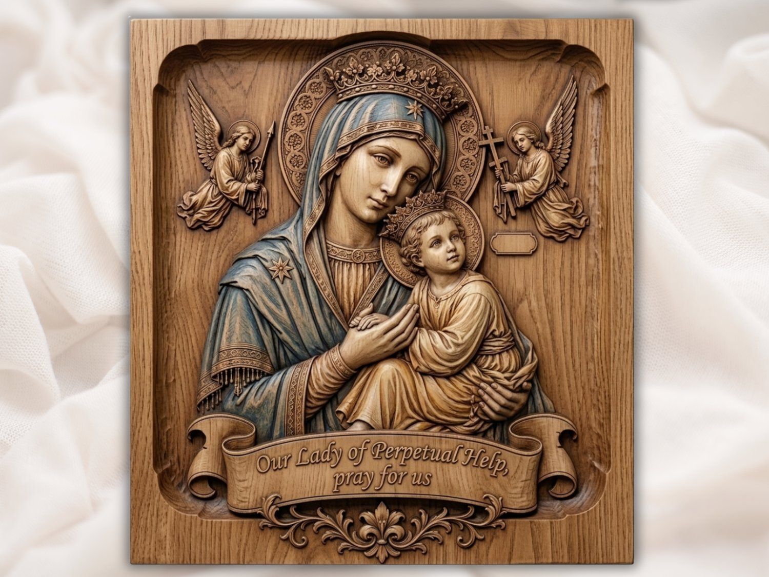 Our Lady of Perpetual Help Catholic CNC Relief STL bas-relief STL — view 2