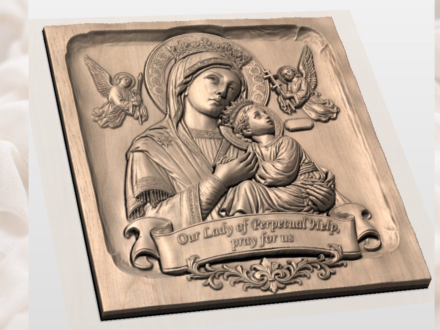 Our Lady of Perpetual Help Catholic CNC Relief STL bas-relief STL — view 4