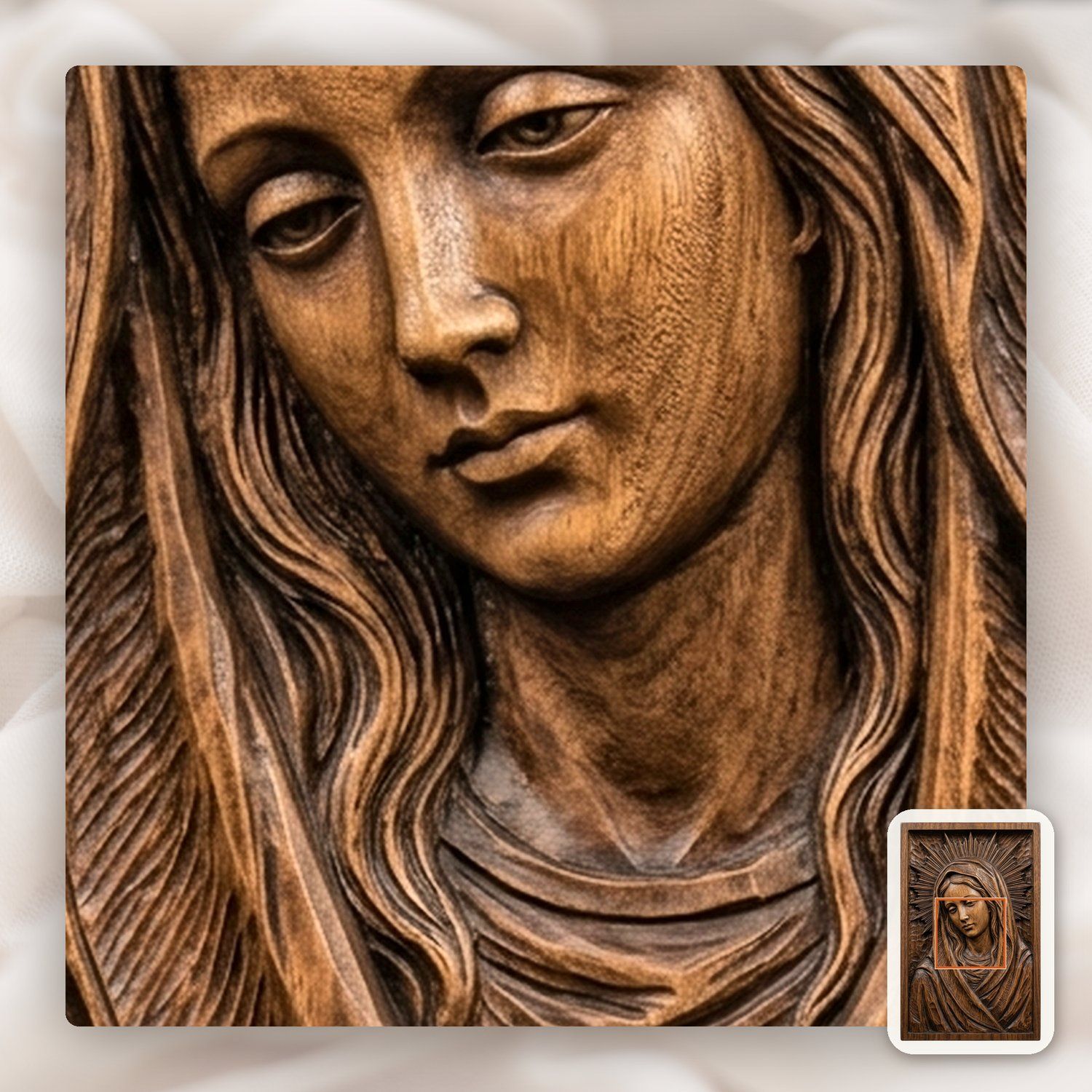 Our Lady Virgin Mary Blessed Mother CNC Relief STL bas-relief STL — view 12