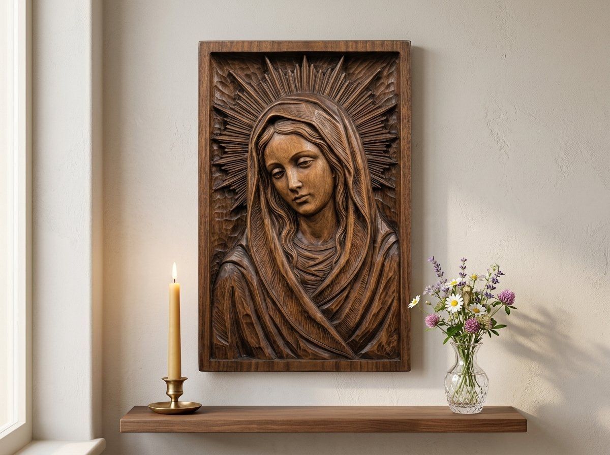 Our Lady Virgin Mary Blessed Mother CNC Relief STL bas-relief STL — view 13
