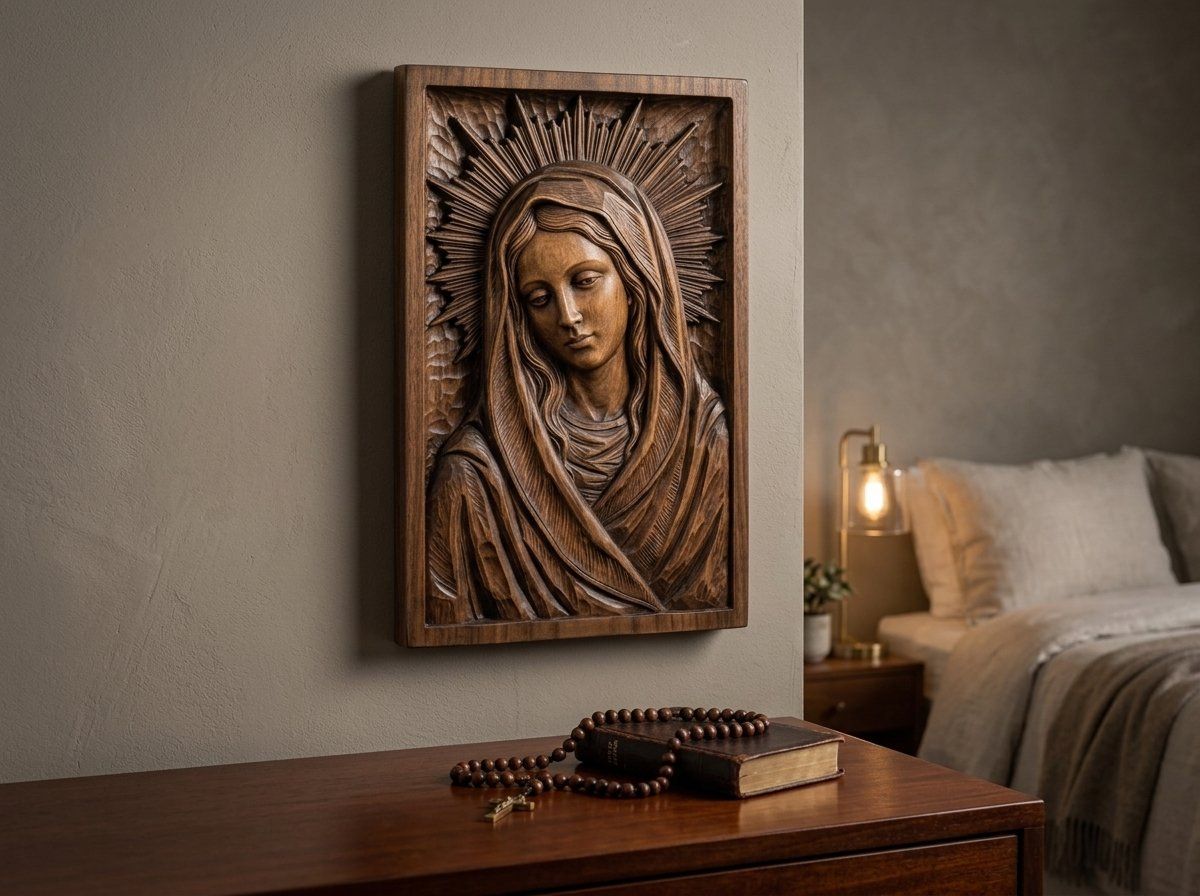 Our Lady Virgin Mary Blessed Mother CNC Relief STL bas-relief STL — view 14