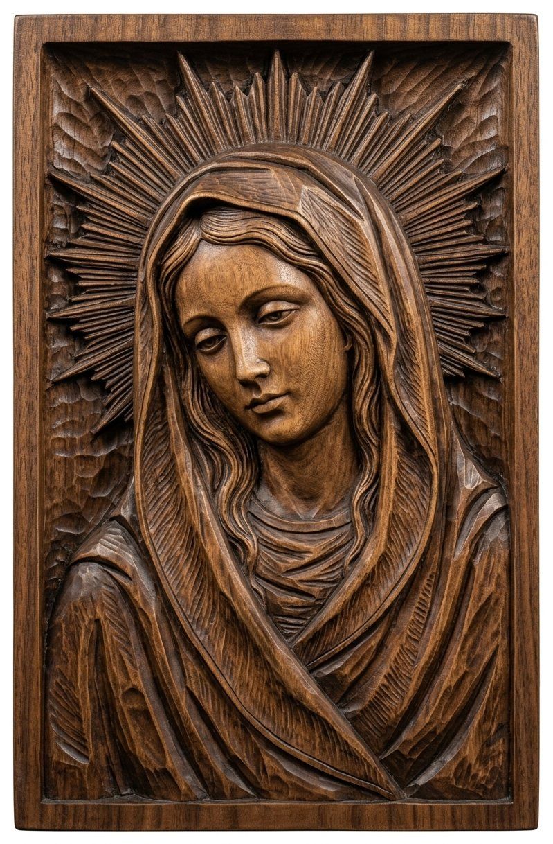 Our Lady Virgin Mary Blessed Mother CNC Relief STL bas-relief STL — view 4