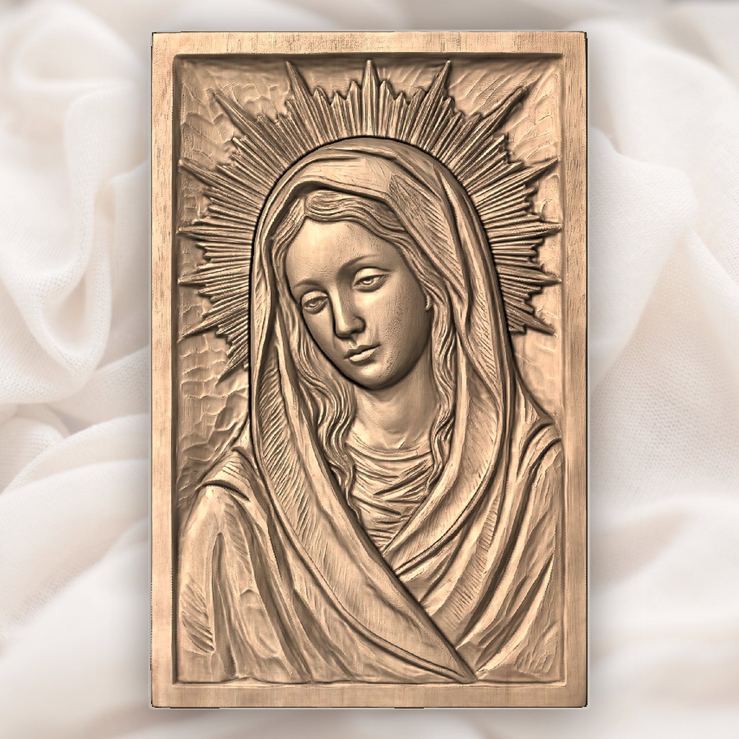 Our Lady Virgin Mary Blessed Mother CNC Relief STL bas-relief STL — view 5