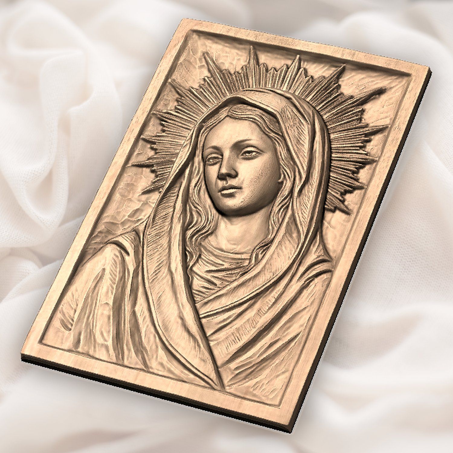Our Lady Virgin Mary Blessed Mother CNC Relief STL bas-relief STL — view 6