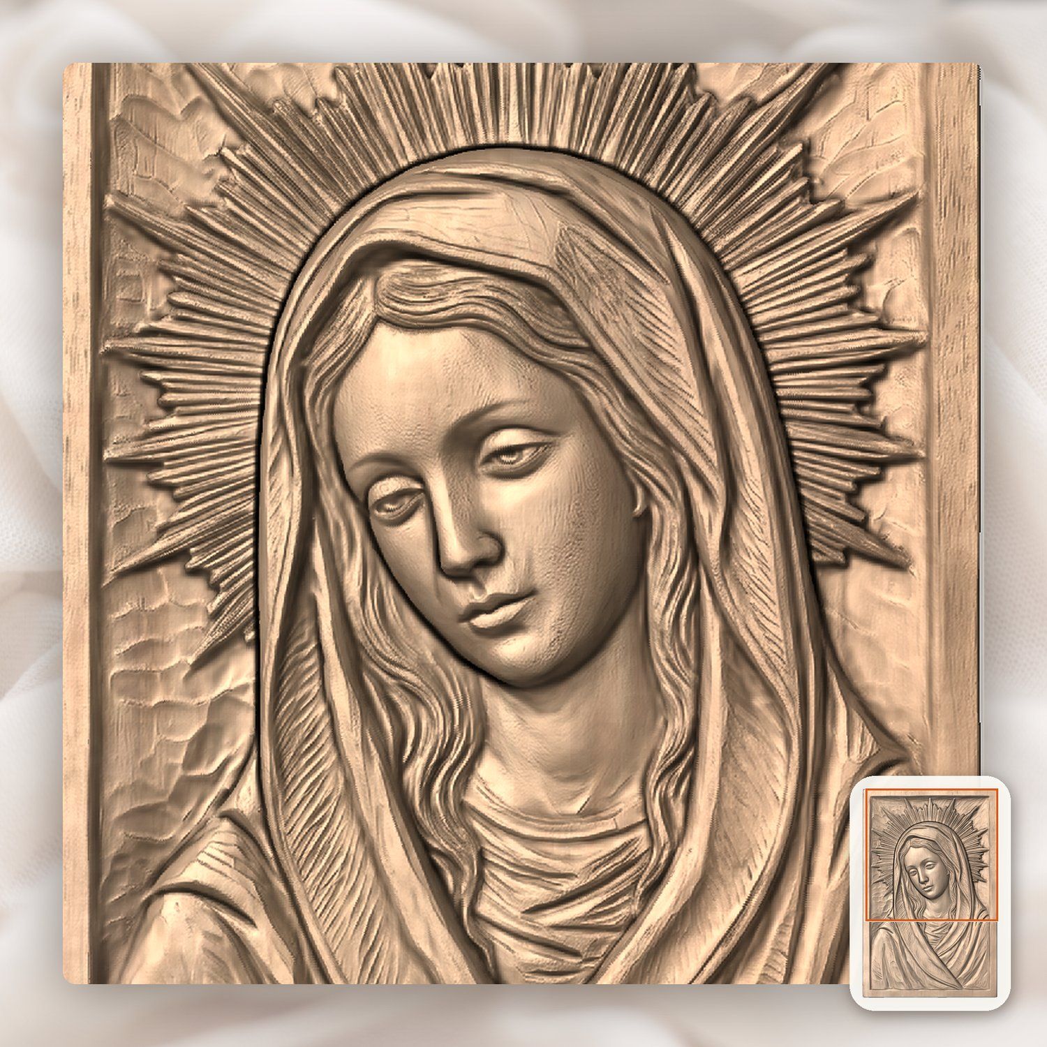 Our Lady Virgin Mary Blessed Mother CNC Relief STL bas-relief STL — view 7