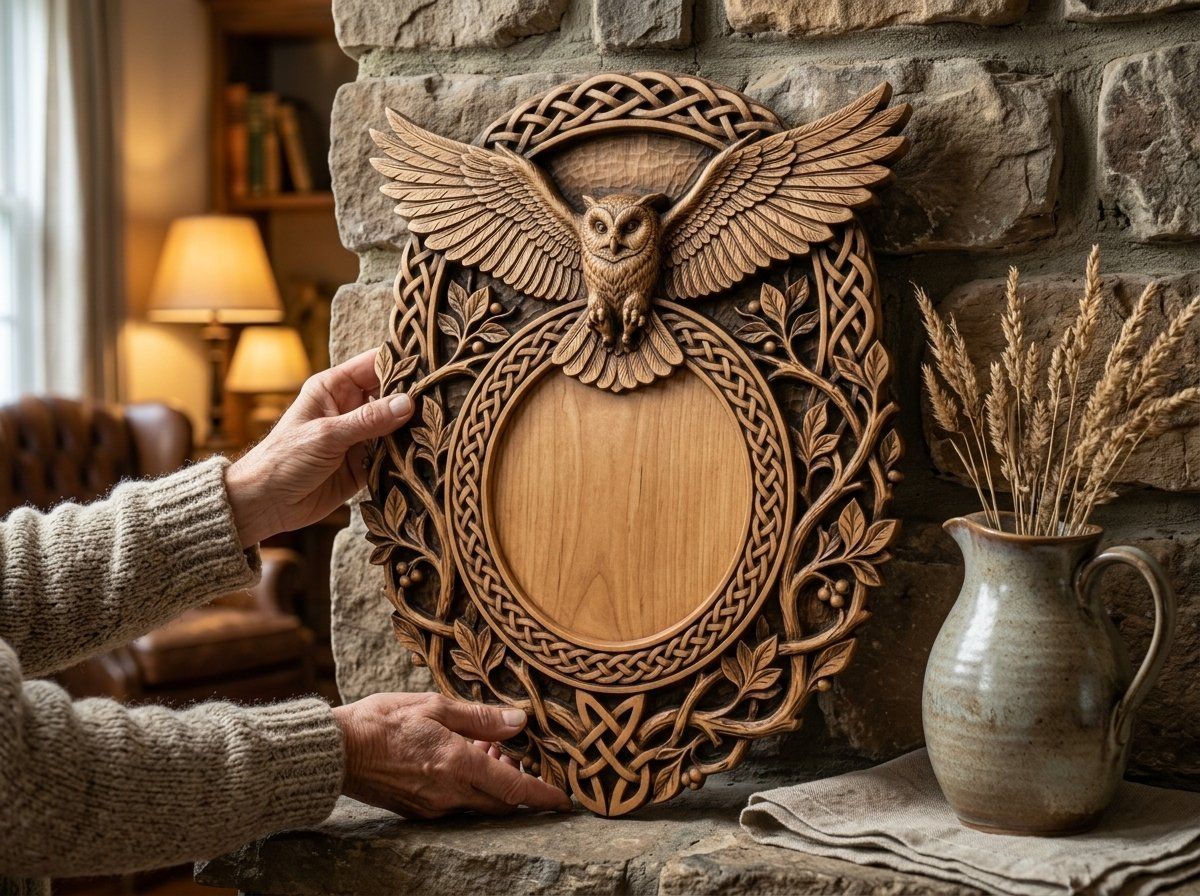 Owl In Flight Celtic Knotwork Trophy Shield CNC Relief STL bas-relief STL — view 11