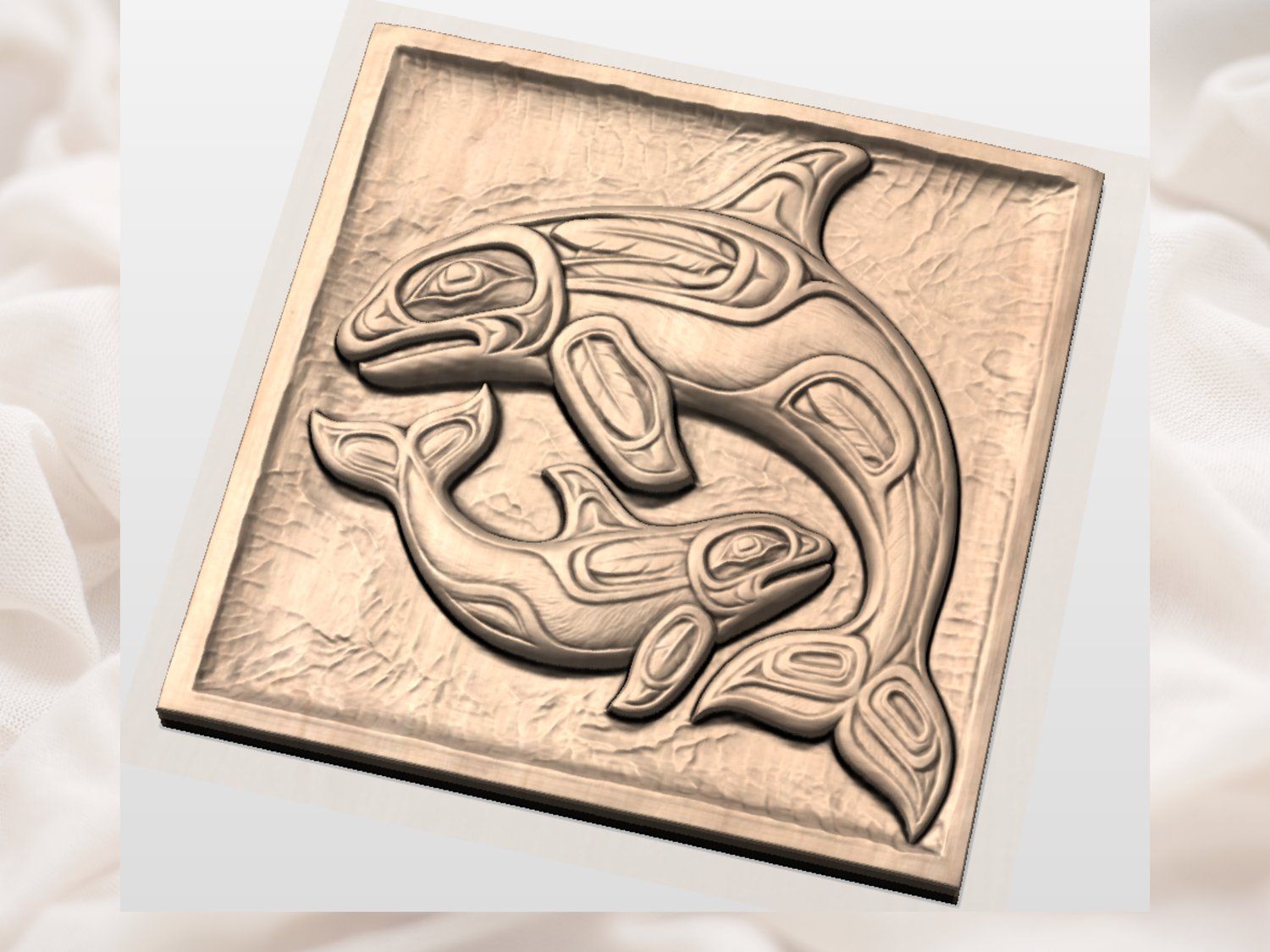 Pacific Northwest Orca Whale Wall Art bas-relief STL — view 4