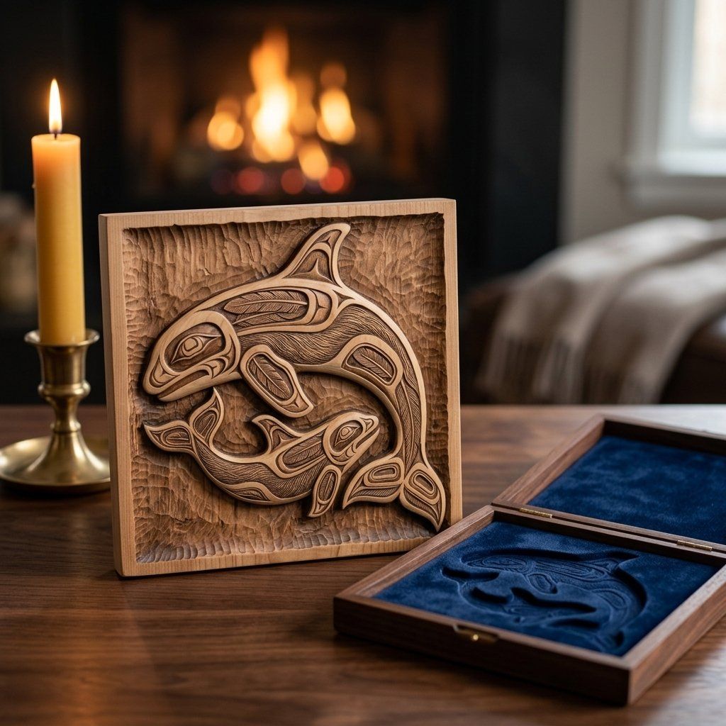 Pacific Northwest Orca Whale Wall Art bas-relief STL — view 9