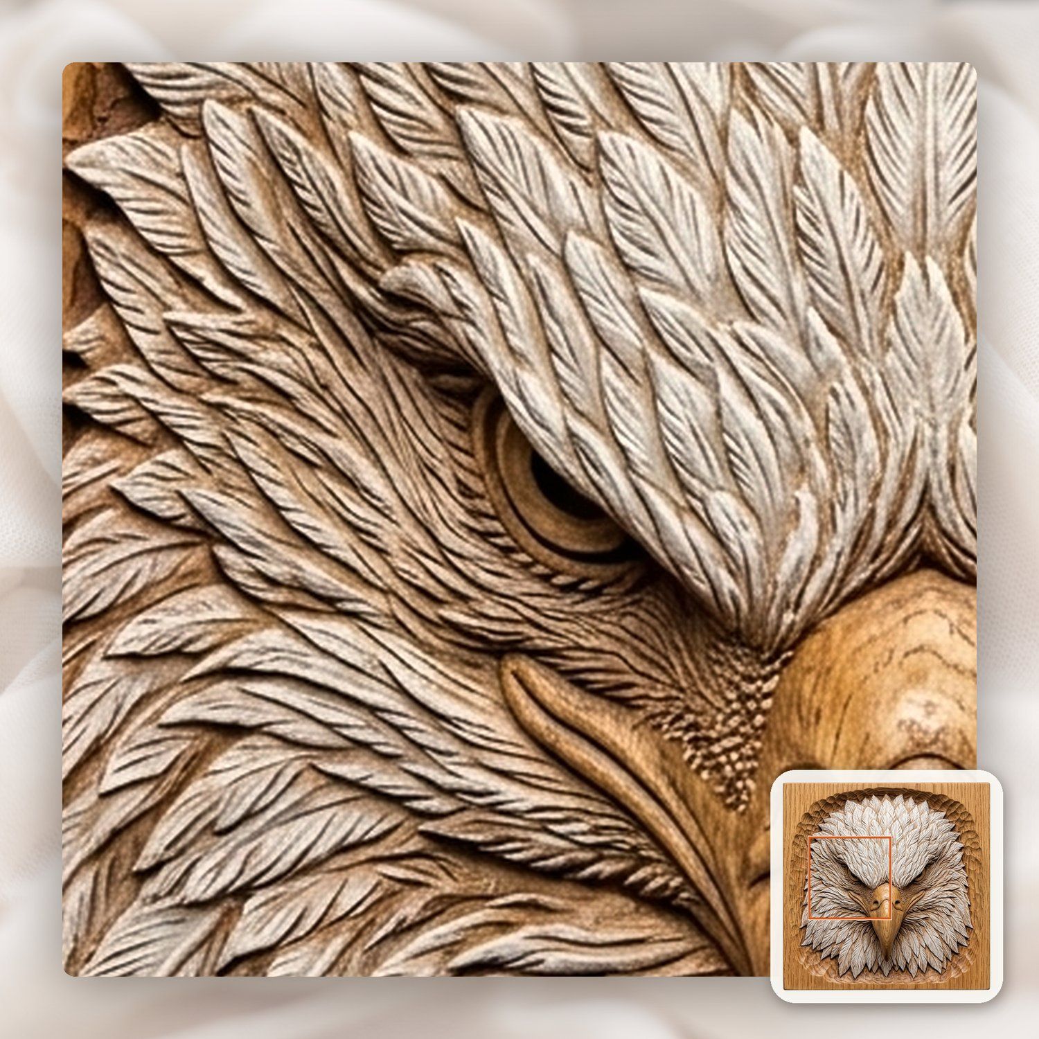 Patriotic Bald Eagle Head CNC Relief STL bas-relief STL — view 11