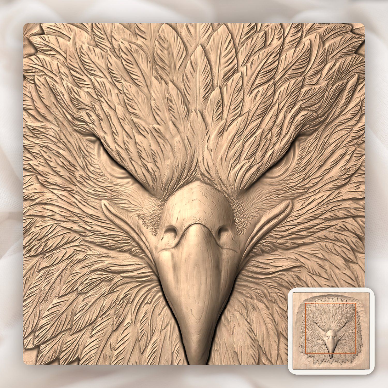 Patriotic Bald Eagle Head CNC Relief STL bas-relief STL — view 6